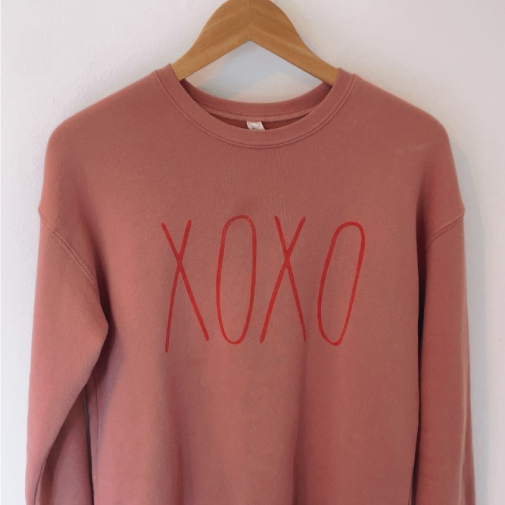 Pink Crew Neck Sweater with XOXO Detail